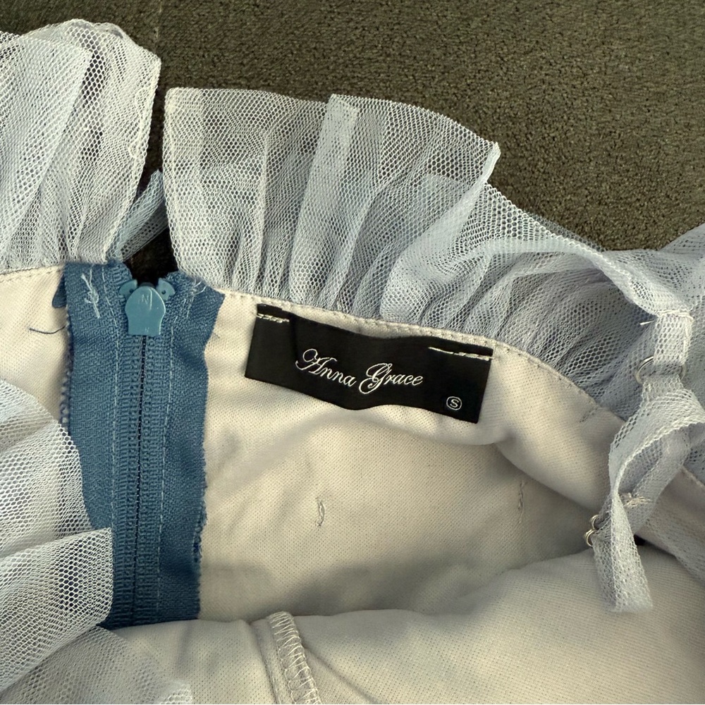 Anna Grace Blue Ruffled Dress - Picture 2 of 4